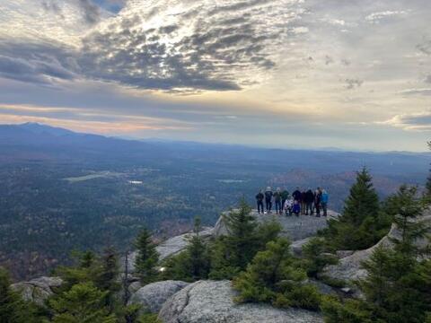 The class hikes from glacial outwash, through northern hardwoods, and then alpine spruce to the top of Catamount Mountain in the northern Adirondacks. Photo credit: Joe Orefice.